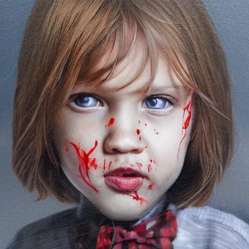 Prompt: daniil savin with bucket of blood, realistic, detailed portrait