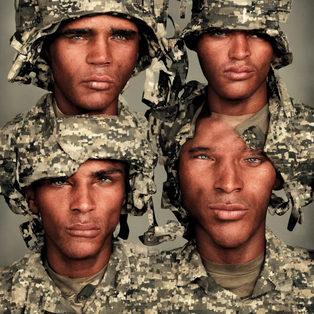 Image similar to us soldier by david lachapelle. face. portrait.