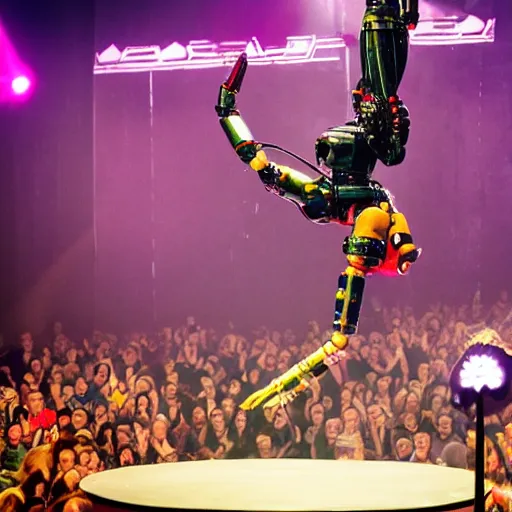 Image similar to robot circus performance, incredible acrobatics