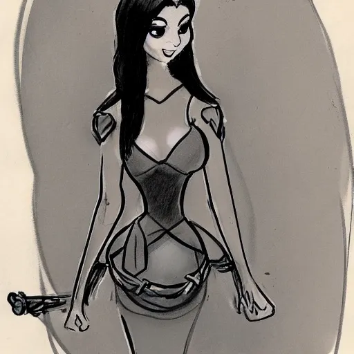 Image similar to milt kahl sketch of victoria justice with curvy body as princess padme from stars wars episode 3