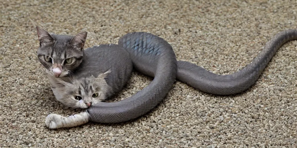 Image similar to snake cat hybrid