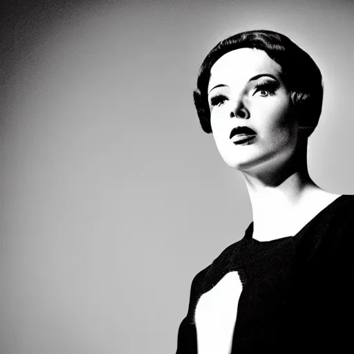 Image similar to dramatic lighting, black and white portrait, 1960s actress, mod style