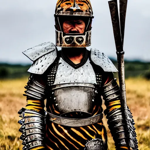 Image similar to photo of a warrior with tiger armour