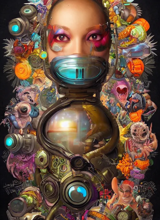 Image similar to BioPunk Pumpkaboo portrait Pixar style by Tristan Eaton_Stanley Artgerm and Tom Bagshaw,