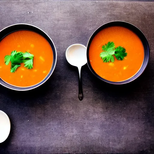 Prompt: a soup with teeth floating, food photography