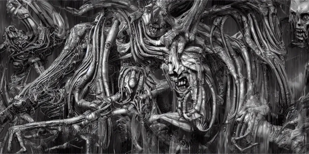 Image similar to designer work on project in figma, h. r. giger, horror, creepy, hyper - detailed