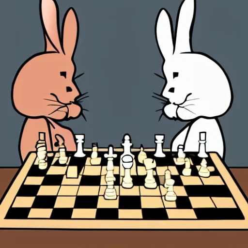 Prompt: a rabbit playing chess, cartoon style, realistic,