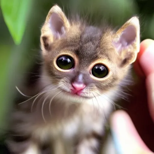 Prompt: kitten with the eyes of a tarsier