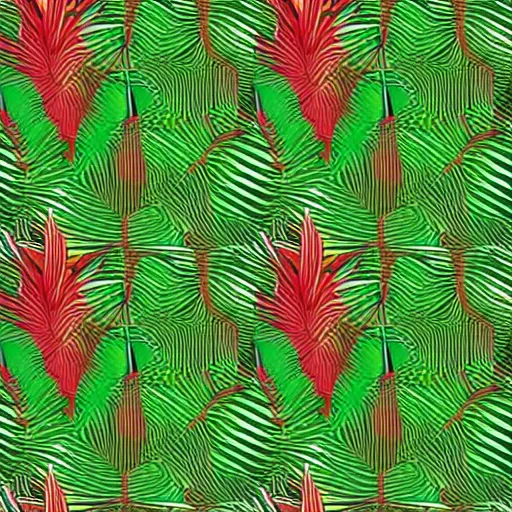 Prompt: repeating pattern, seamless. tropical palm leaves, green, flat color, hyperrealistic, minimalistic