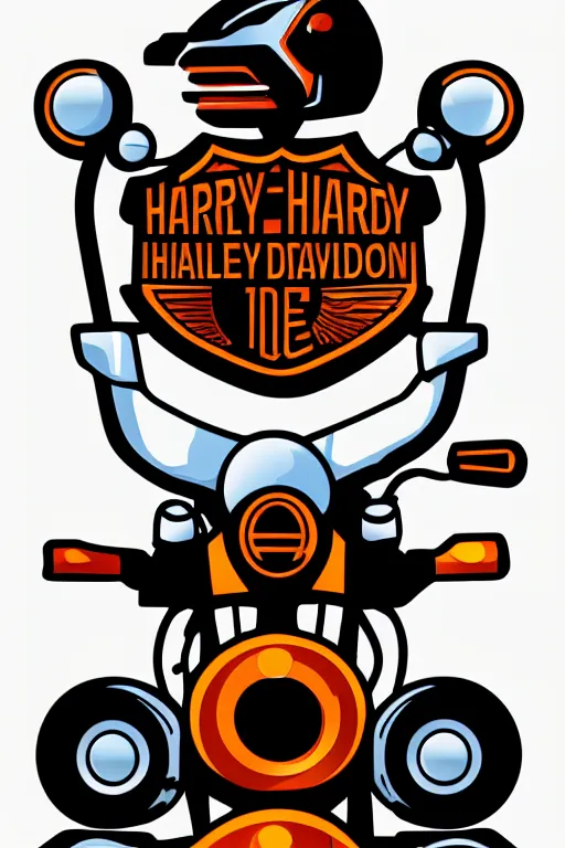 Image similar to Harley Davidson motorbike , sticker, colorful, illustration, highly detailed, simple, smooth and clean vector curves, no jagged lines, vector art, smooth