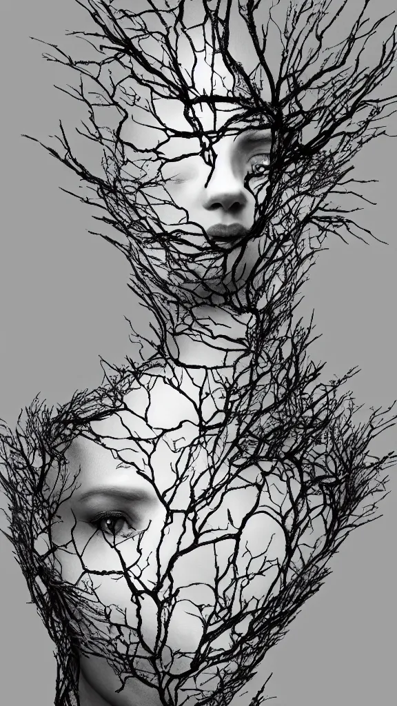 Image similar to tree by ingrid baars, octane render, 4 k, 8 k, sharp!, very very beautiful, stunning, twisted, vanishing, transparent, ethereal