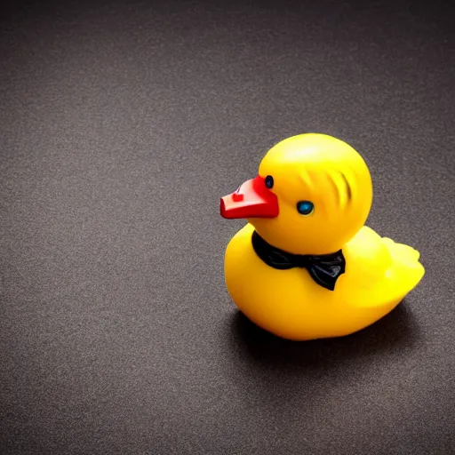 Image similar to beautiful and bright advertising 3 2 mm lens photo of scented soap shaped like a halloween rubber duck with bat wings, studio quality hdr 8 k photograph