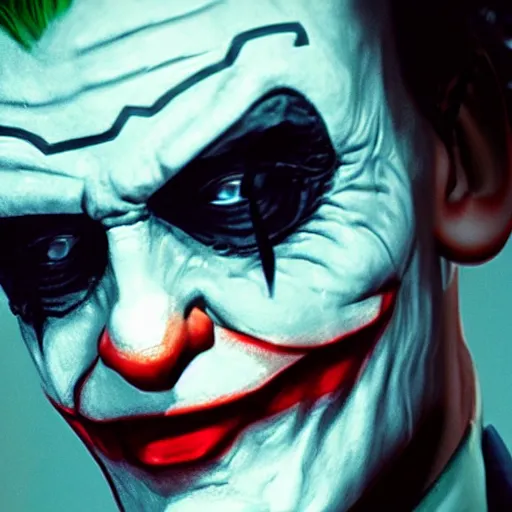 Image similar to cinematic head shot of gordon freeman as the joker, 8 k, very detailed, very intricate,