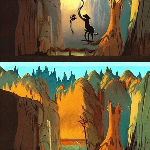 Image similar to environment matte paintings from the fox and the hound ( 1 9 8 1 )