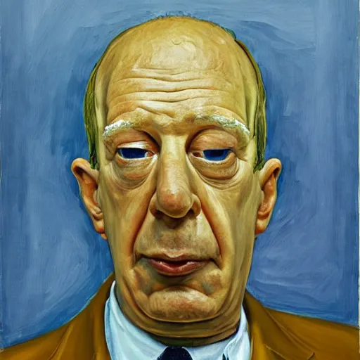 Image similar to real - life homer simpson, painted by lucian freud