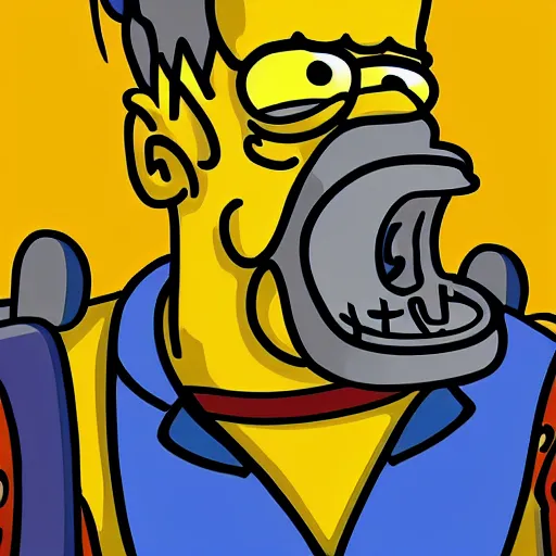 Image similar to Homer Simpson as Ghost Rider, 4k painting