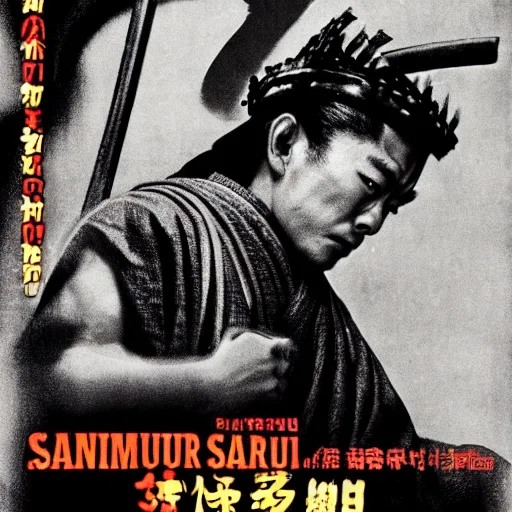 Image similar to full sized movie poster of a 1 9 6 0 s samurai film, highly detailed,