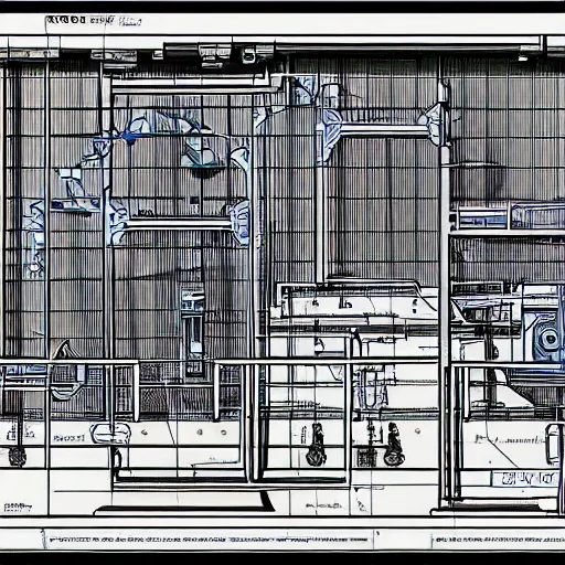 Image similar to highly detailed blueprints for a working time machine