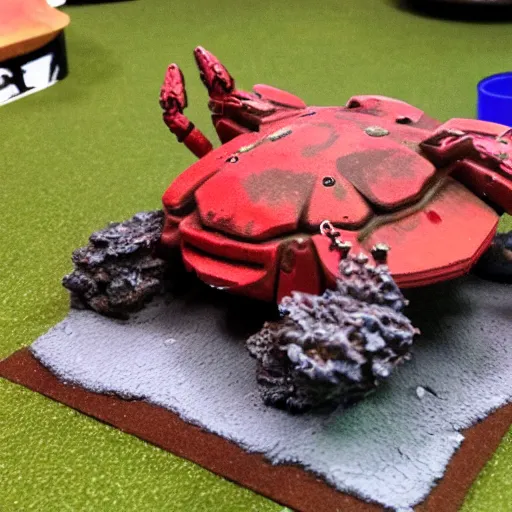 Prompt: Crab shaped tank, painted wargaming miniature