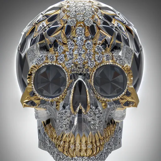 Image similar to an elegant diamond decorated skull, 8 k, cinematic lighting, soft render, symmetrical, insanely detailed, crisp, clarity, otherworldly, realistic, 8 k texture, hd, post processed, cleanup, photoshop