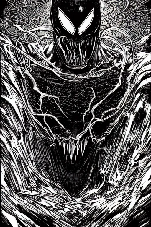 Image similar to colorful!!! venom superman portrait by laurie greasley and hans bellmer, ( ( etching by gustave dore ) ), ultraclear intricate, sharp focus, highly detailed digital painting illustration, concept art, masterpiece