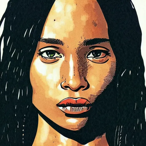 Image similar to “ zoe kravitz retro minimalist portrait by jean giraud, moebius starwatcher comic, sharp, smooth face, 8 k ”