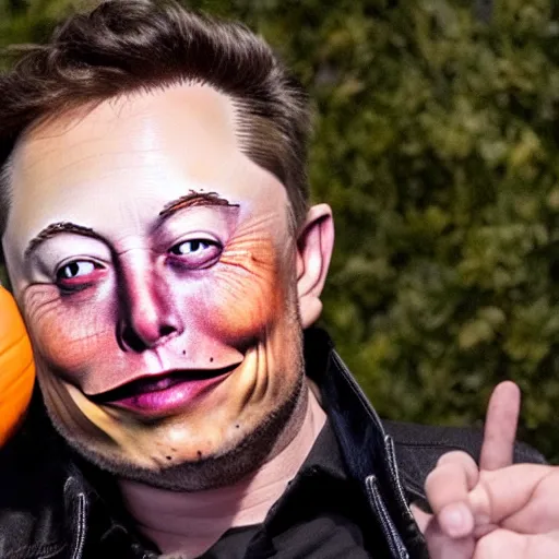 Image similar to halloween mask of elon musk