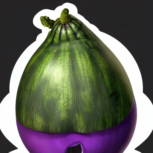 Image similar to thanos as an eggplant with eggplant features with the face of thanos, realistic, hyperrealistic, ultra realistic, real, real world, highly detailed, very detailed, extremely detailed, intricate details, 8 k resolution, hd quality