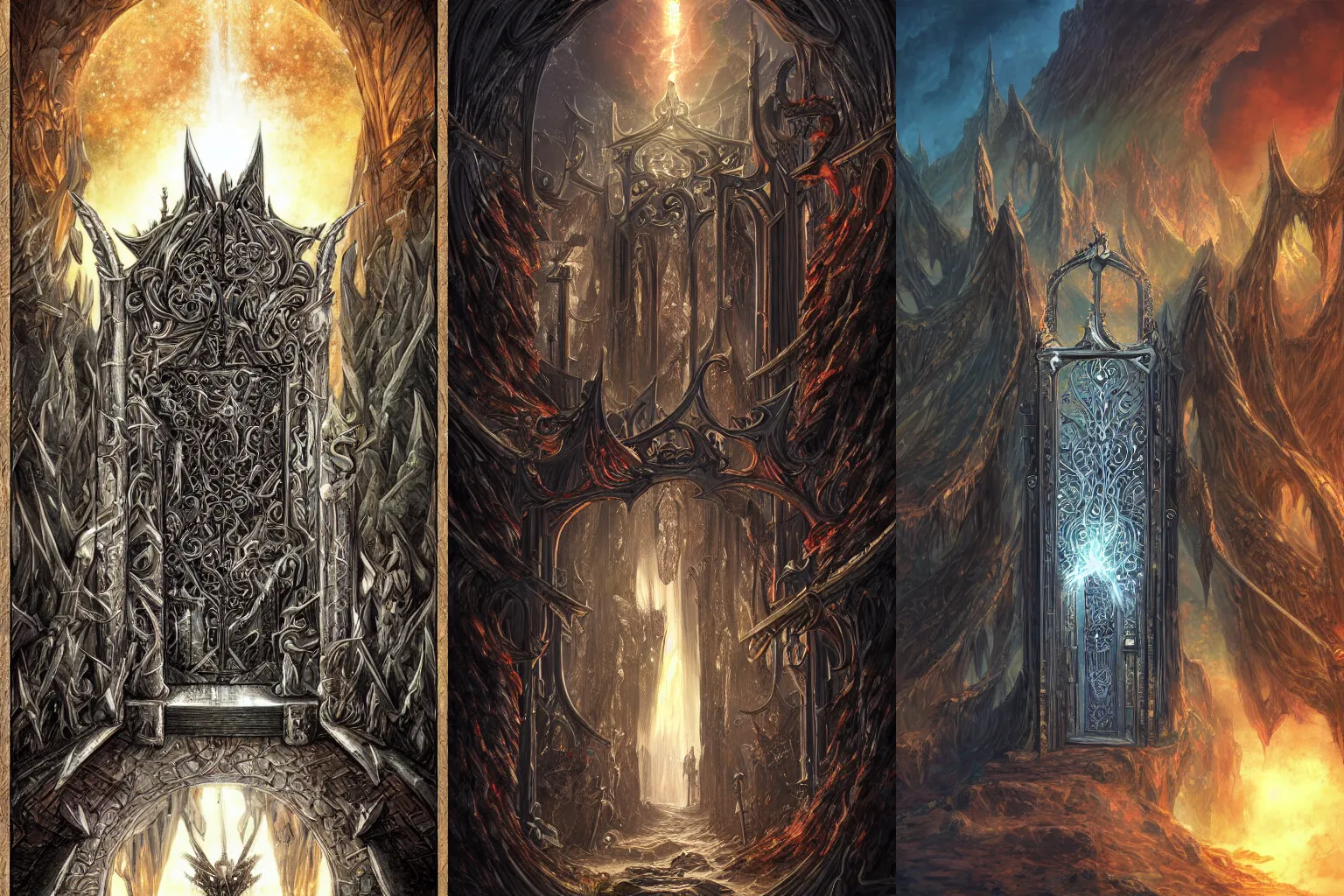 Prompt: The gate to the eternal kingdom of swords, fantasy, digital art, HD, detailed.