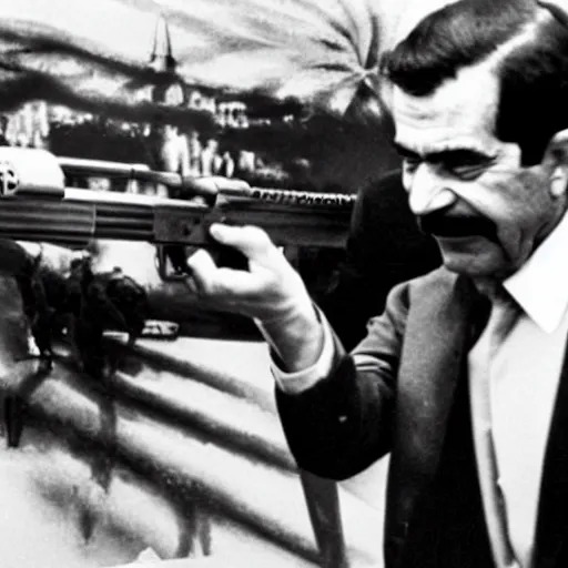 Image similar to saddam hussain shooting george bush