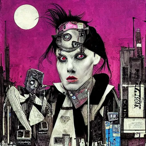 Prompt: post - punk album cover, black, white, pink, psychedelic, new age, magic, enki bilal