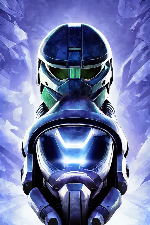 Image similar to robot ninja mask helmet halo master chief radiating a glowing aura global illumination ray tracing hdr fanart arstation by ian pesty and katarzyna da „ bek - chmiel