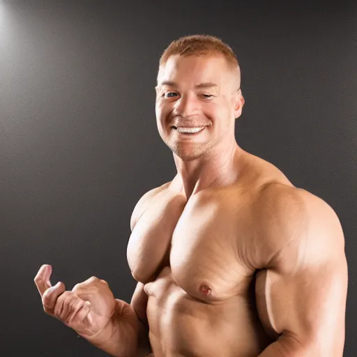 Prompt: portrait of dolphin - bodybuilder hybrid, studio lighting, award - winning