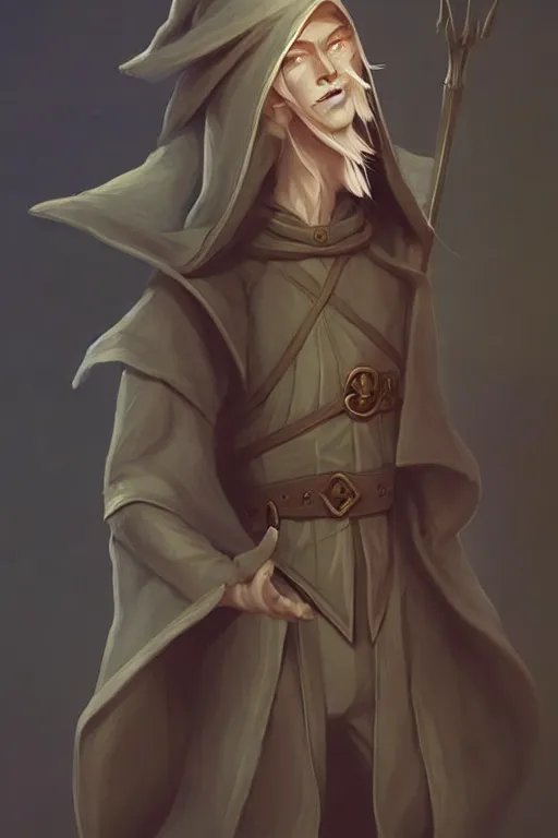 Image similar to beautiful, digital art, androgynous elf wizard, wearing linen hooded cloth. artstation, by bartek fedyczak, erak note, tooth wu, neil richards, kan liu, siwoo kim, jisu choe