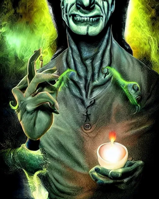 Image similar to halloween frankenstein's monster theme surrealist art in the styles of igor morski, jim warren, and a tim burton film, intricate, hyperrealistic, accurate facial details, profile picture with chromakey!!!!! background, milk - bath effect, volumetric lighting
