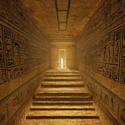 Image similar to an ancient egyptian treasure room entirely made of gold, concept art, architecture design, pyramids, art by greg rutkowski