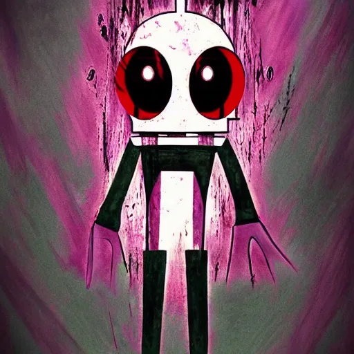 Prompt: invader zim, horror movie poster, hyperrealism