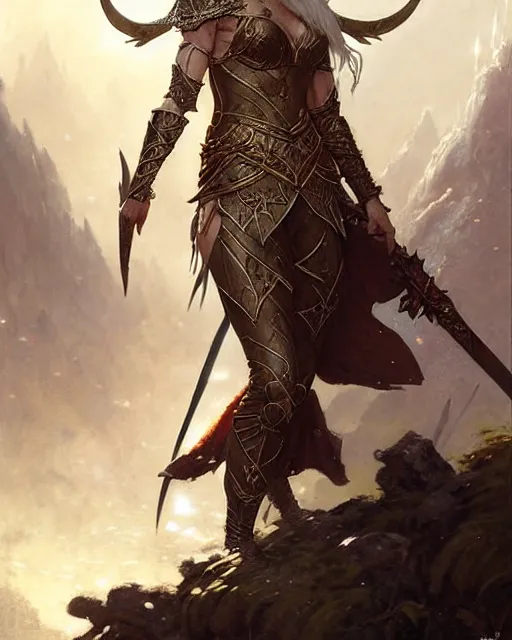 Image similar to a fierce warrior elven princess in full armor, fantasy character portrait, ultra realistic, concept art, intricate details, highly detailed by greg rutkowski, gaston bussiere, craig mullins, simon bisley