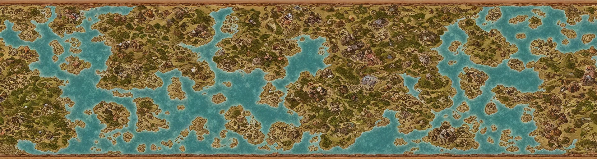 Image similar to fantasy world atlas in the style of an mmorpg world map, extremely detailed, fantasy, no text, 4 k