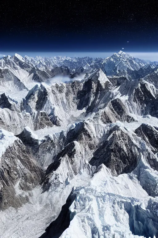 Image similar to The end of all existence in the universe, viewed from mount everest, digital artwork, 4k