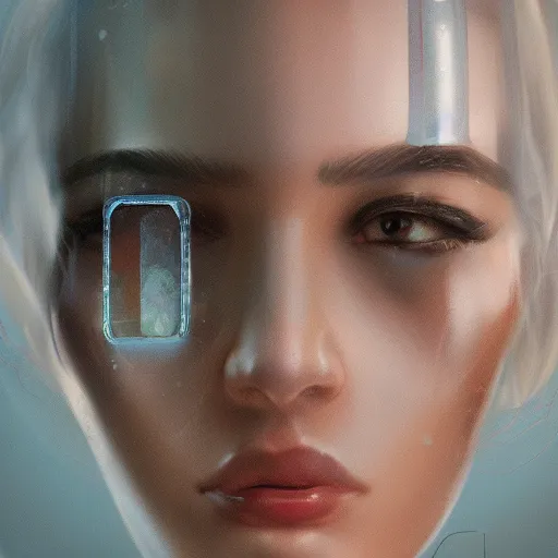 Image similar to portrait of beautiful girl with robot body, close up, portrait, cinematic, elegant, artstation, intricate, highly detailed, digital painting, artstation, concept art, sharp focus, illustration, cyberpunk, cgsociety, 8 k