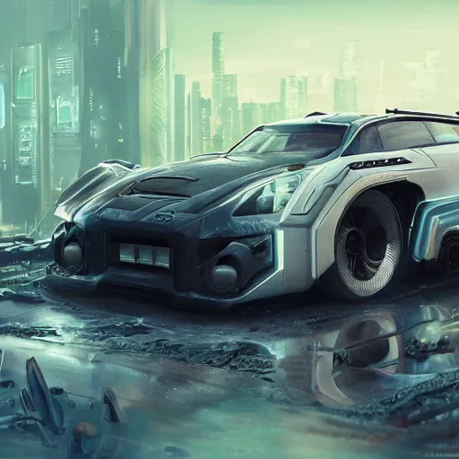 Image similar to Cyberpunk car, 8k, detailed, concept art, trending on artstation