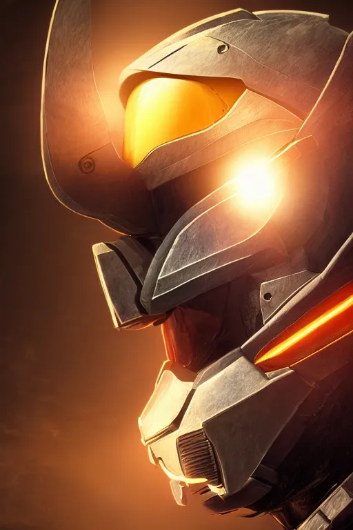 Image similar to robot ninja mask helmet halo master chief radiating a glowing aura global illumination ray tracing hdr fanart arstation by ian pesty and katarzyna da „ bek - chmiel