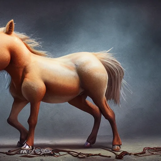 Image similar to a Shetland pony centaur by nuri iyem, james gurney, james jean, greg rutkowski, anato finnstark. hyper detailed, 50mm, award winning photography.