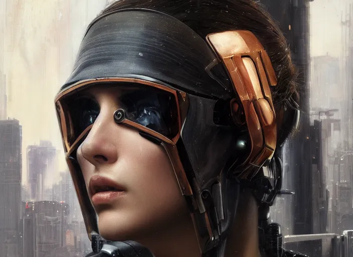 Image similar to Maria. Cyberpunk female hacker wearing stealth suit hiding from police patrol (blade runner 2049, cyberpunk 2077). Orientalist portrait by john william waterhouse and James Gurney and Theodore Ralli and Nasreddine Dinet, oil on canvas. Cinematic, hyper realism, realistic proportions, dramatic lighting, high detail 4k