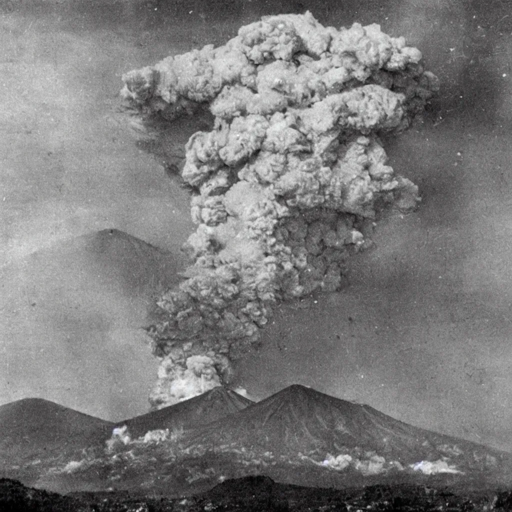 Image similar to a real photo of the eruption of mount vesuvius in 7 9 ad