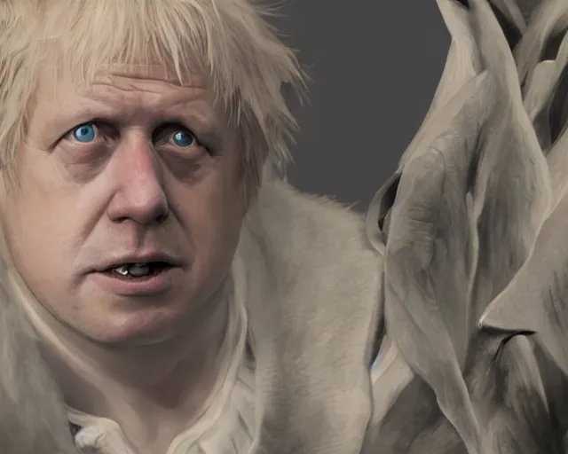 Image similar to boris johnson in lord of the rings, character art, by various concept artists, redshift render, hyperrealistic face, photorealistic render