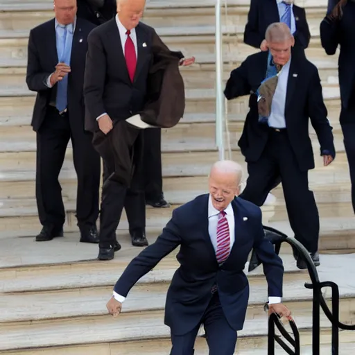 Prompt: Joe Biden falling down the steps