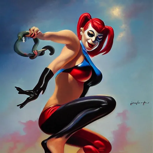 Prompt: harley quinn painted by luis ricardo falero