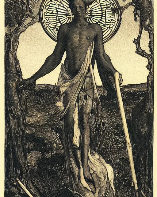 Prompt: “ a print of the strength tarot card by max klinger, extremely detailed ”